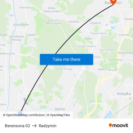 Berensona 02 to Radzymin map