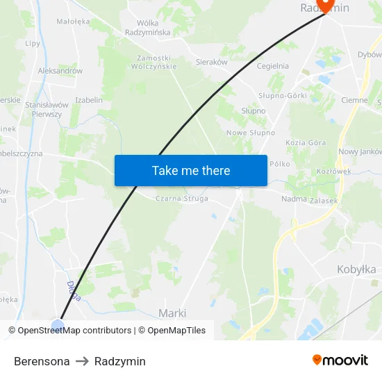 Berensona to Radzymin map