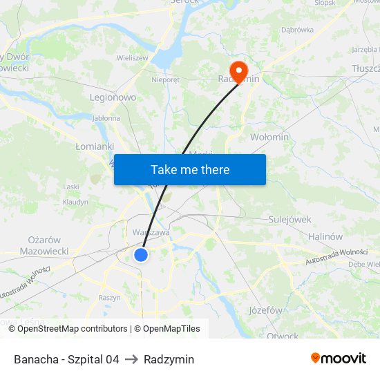 Banacha - Szpital 04 to Radzymin map