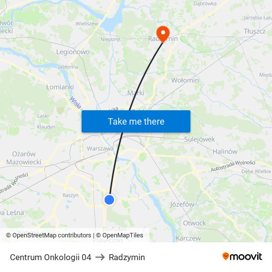 Centrum Onkologii 04 to Radzymin map