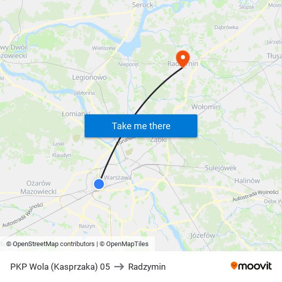 PKP Wola (Kasprzaka) 05 to Radzymin map