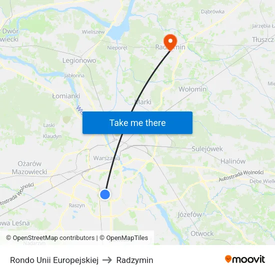 Rondo Unii Europejskiej to Radzymin map