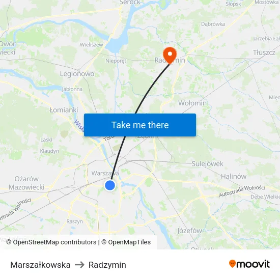 Marszałkowska to Radzymin map