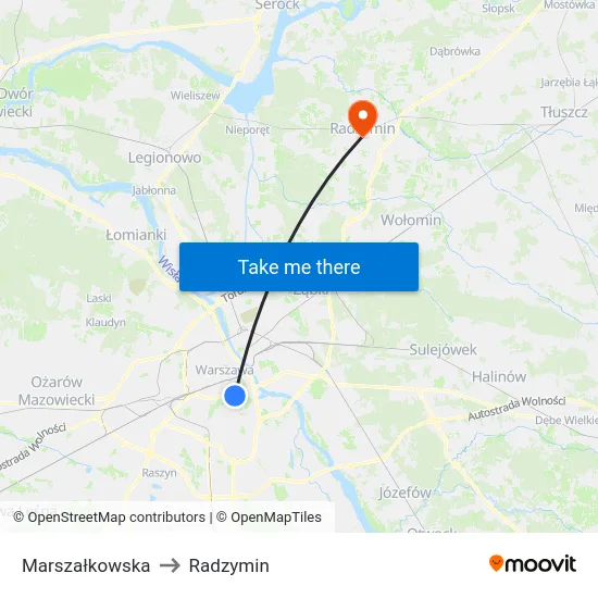 Marszałkowska to Radzymin map