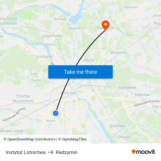 Instytut Lotnictwa to Radzymin map