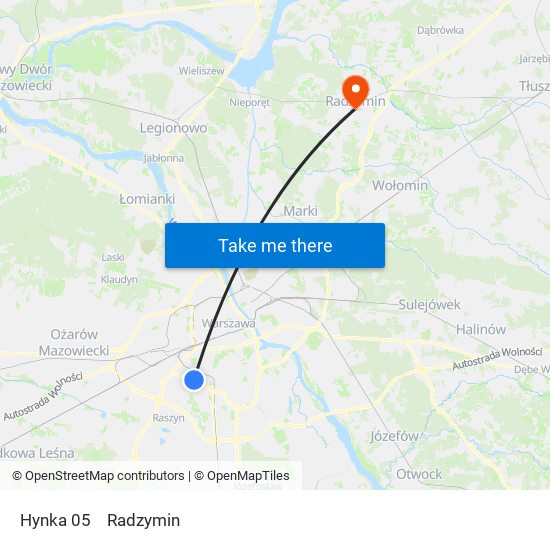 Hynka 05 to Radzymin map