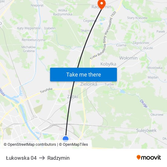 Łukowska to Radzymin map