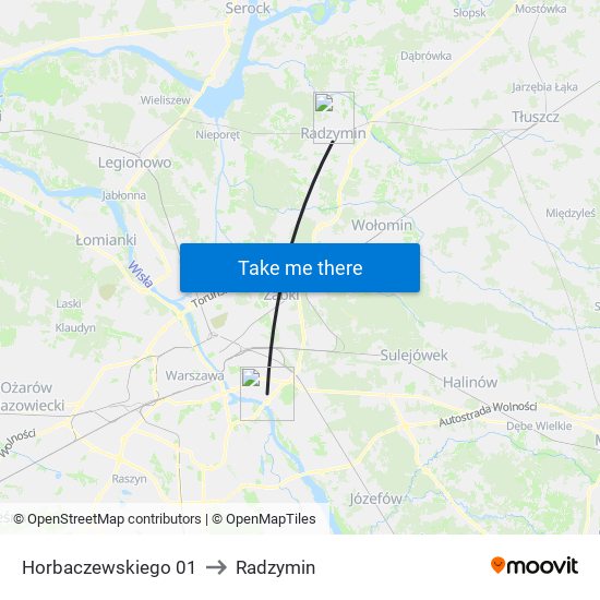 Horbaczewskiego to Radzymin map