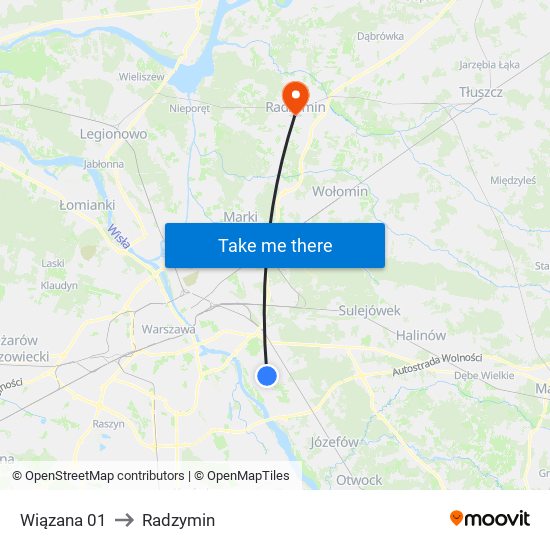 Wiązana 01 to Radzymin map