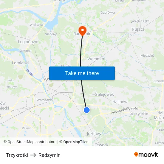 Trzykrotki to Radzymin map