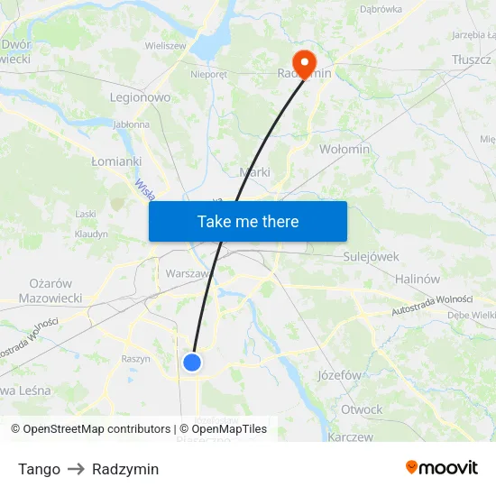 Tango to Radzymin map