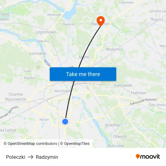 Poleczki to Radzymin map