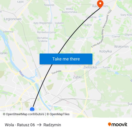 Wola - Ratusz 06 to Radzymin map