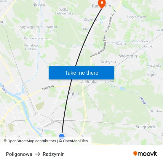 Poligonowa to Radzymin map