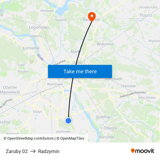 Zaruby 02 to Radzymin map