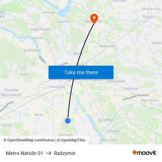 Metro Natolin 01 to Radzymin map