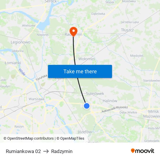 Rumiankowa 02 to Radzymin map