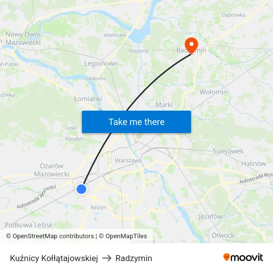 Kuźnicy Kołłątajowskiej to Radzymin map