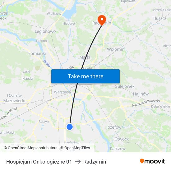 Hospicjum Onkologiczne 01 to Radzymin map