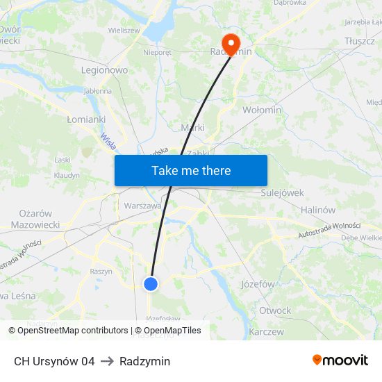 CH Ursynów 04 to Radzymin map