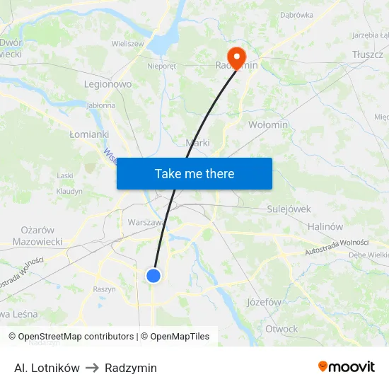 Al. Lotników to Radzymin map