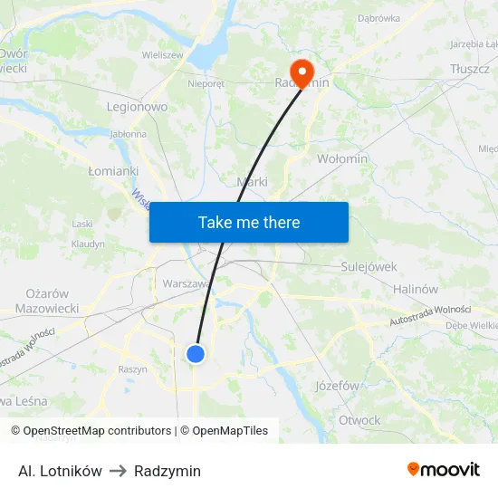 Al. Lotników to Radzymin map