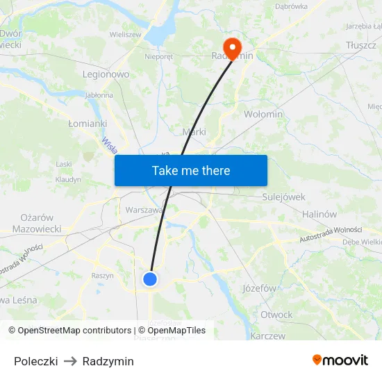 Poleczki to Radzymin map