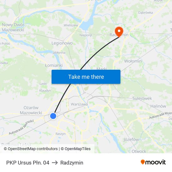 PKP Ursus Płn. 04 to Radzymin map