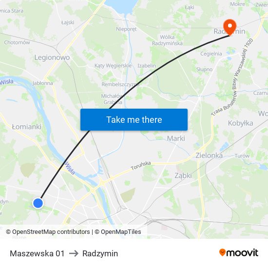 Maszewska 01 to Radzymin map