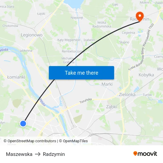 Maszewska to Radzymin map