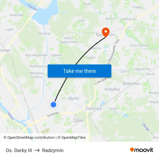 Os. Derby III to Radzymin map