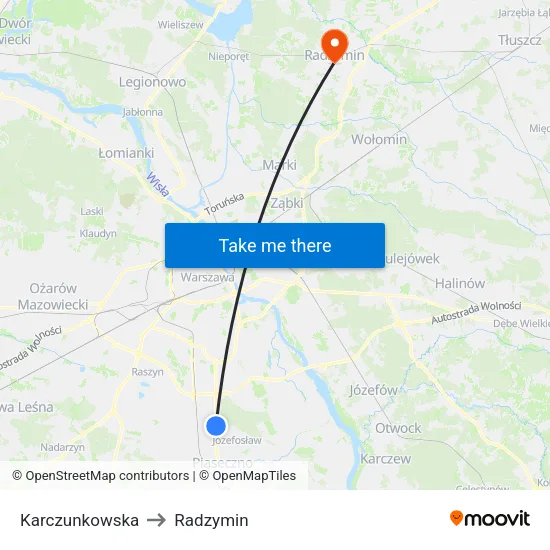 Karczunkowska to Radzymin map