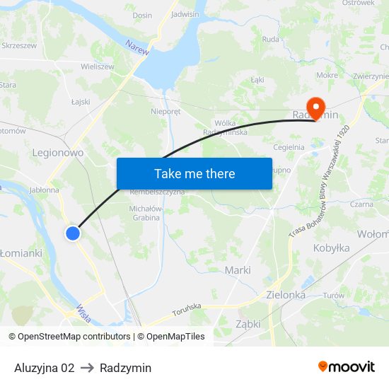 Aluzyjna 02 to Radzymin map