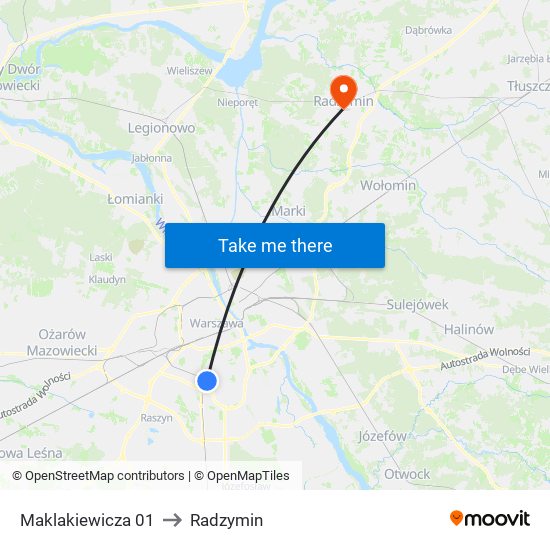 Maklakiewicza 01 to Radzymin map