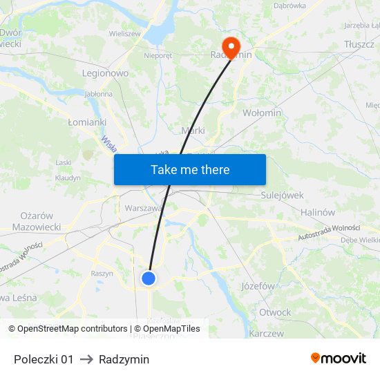 Poleczki to Radzymin map