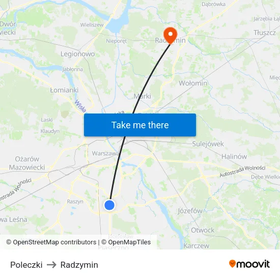 Poleczki to Radzymin map