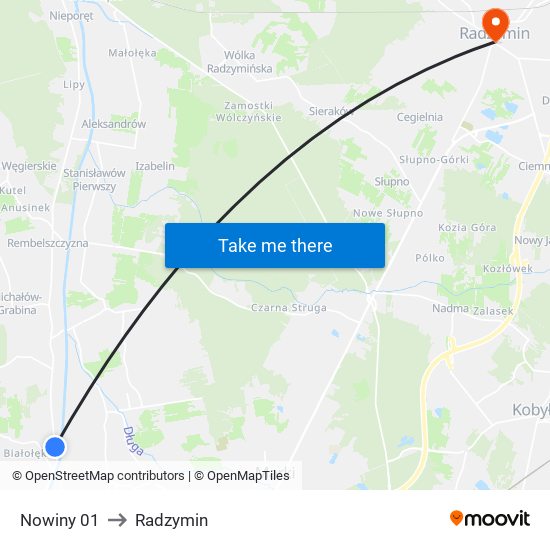 Nowiny 01 to Radzymin map