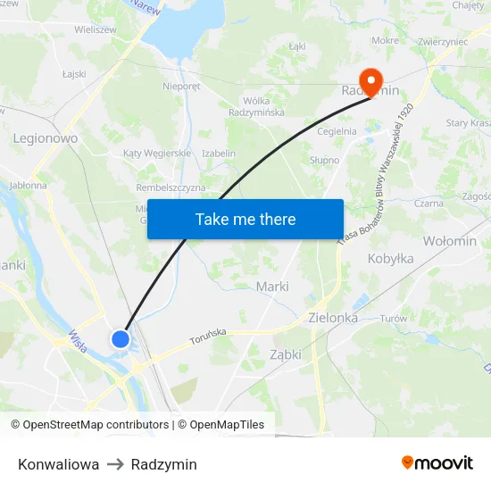 Konwaliowa to Radzymin map