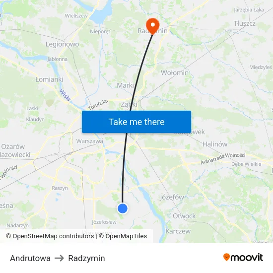 Andrutowa to Radzymin map
