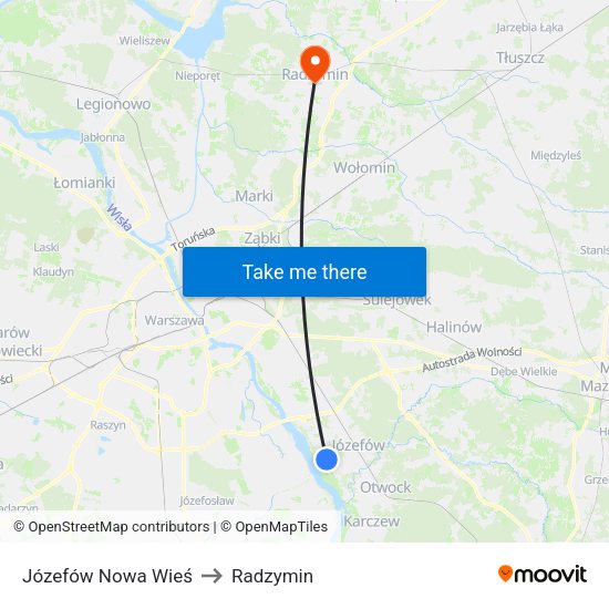 Józefów Nowa Wieś to Radzymin map