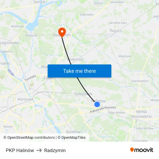 PKP Halinów to Radzymin map