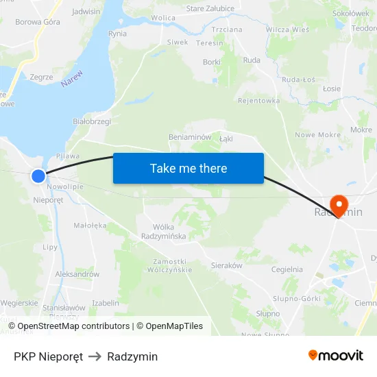 PKP Nieporęt to Radzymin map