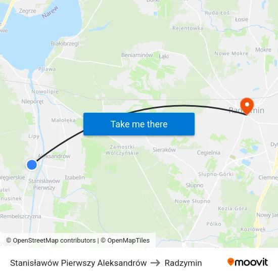 Stanisławów Pierwszy Aleksandrów to Radzymin map