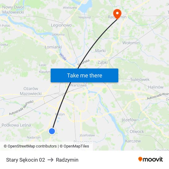 Stary Sękocin 02 to Radzymin map