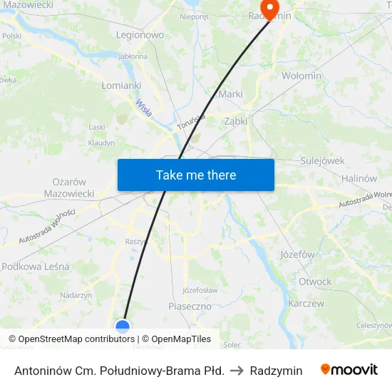 Antoninów Cm. Południowy - Brama Płd. to Radzymin map