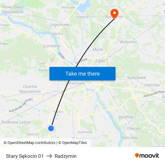 Stary Sękocin 01 to Radzymin map