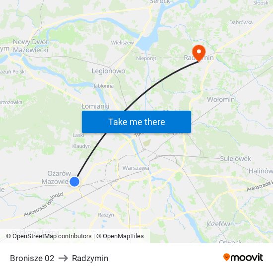 Bronisze 02 to Radzymin map