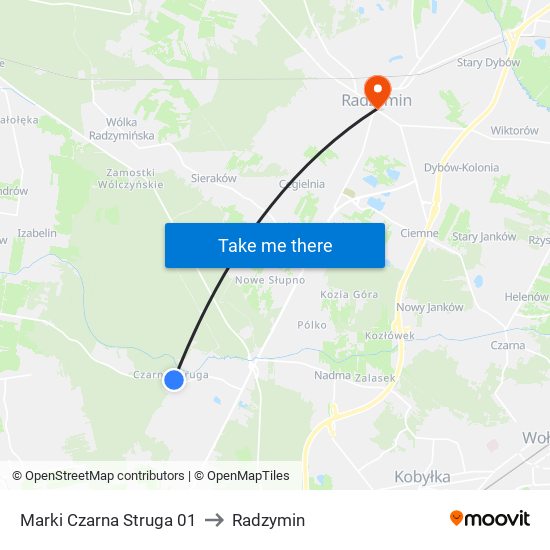 Marki Czarna Struga 01 to Radzymin map