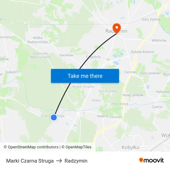 Marki Czarna Struga to Radzymin map