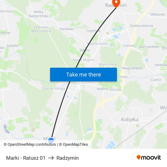 Marki - Ratusz 01 to Radzymin map